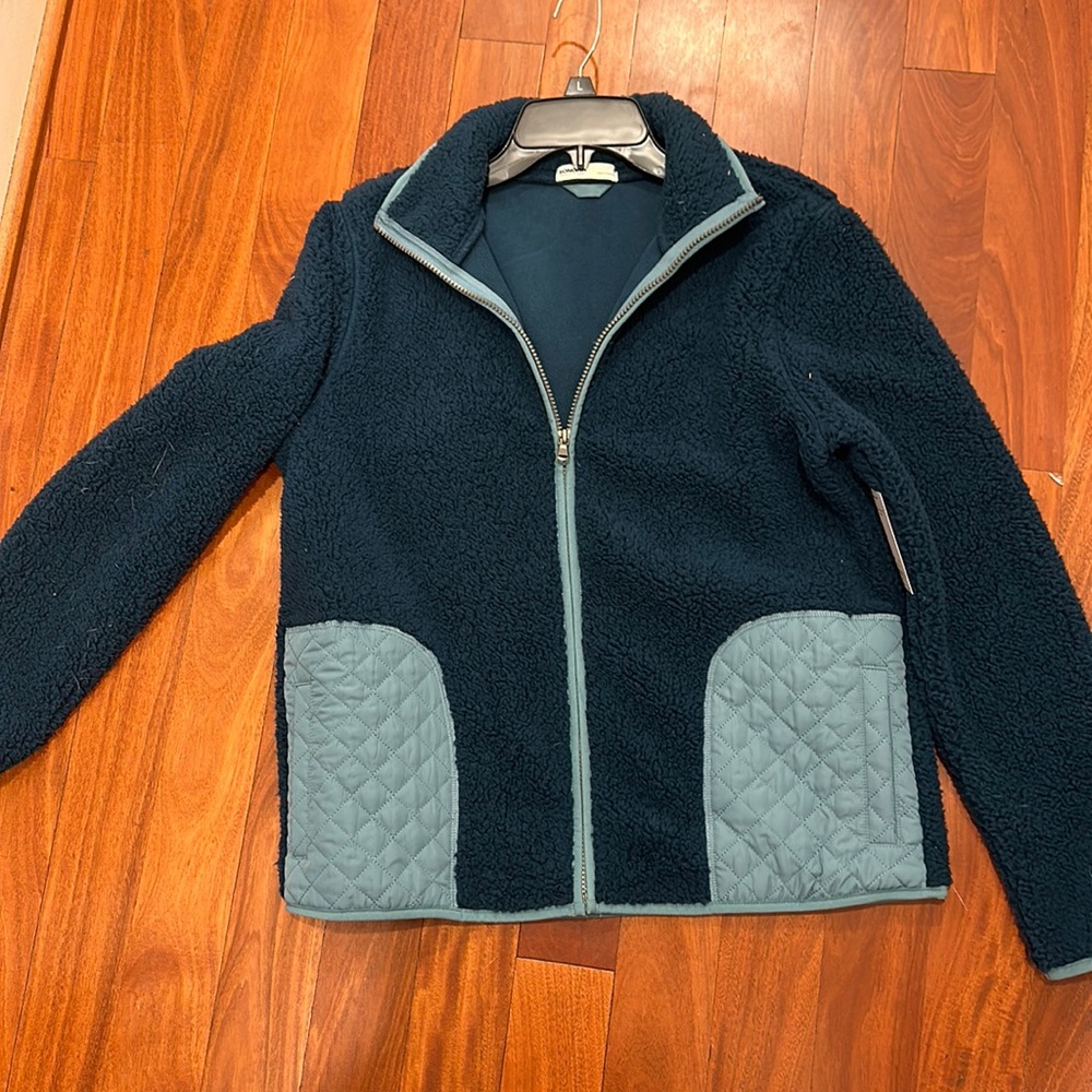 NWT Sonoma women’s Fleece/Sherpa Jacket - Teal/Blue w/pockets S